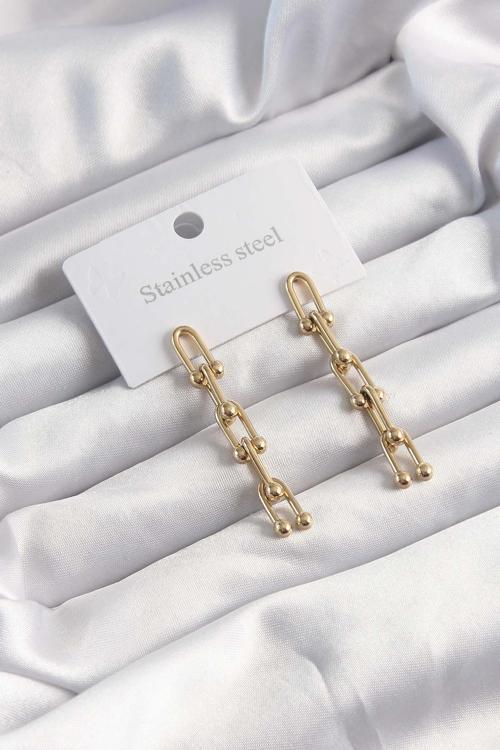 316L Çelik Altın Renk Sallantılı Model Küpe