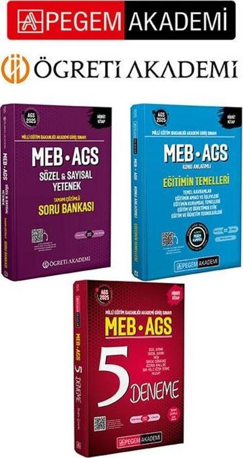 PEGEM AKADEMİ 2025 MEB-AGS Soru Bankası Tamamı Çözümlü Sözel-Sayısal Yetenek + 2025 MEB-AGS Eğitimin