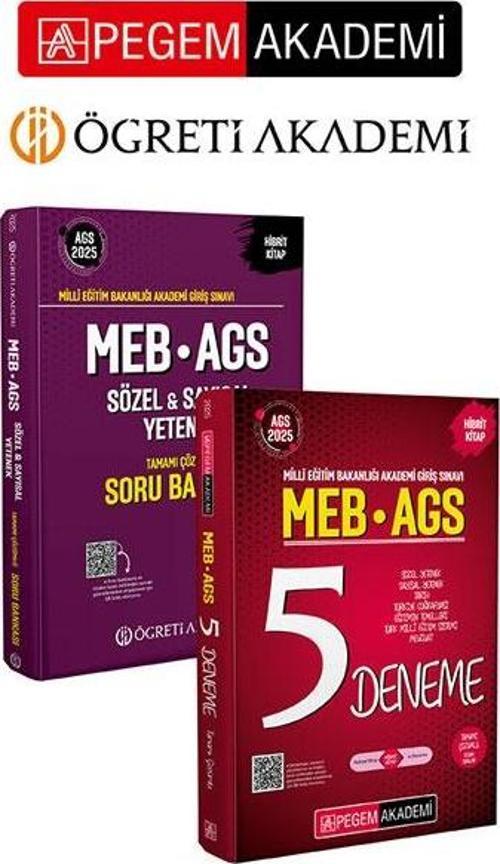 PEGEM AKADEMİ 2025 MEB-AGS Soru Bankası Tamamı Çözümlü Sözel-Sayısal Yetenek + 2025 MEB-AGS Tamamı Ç