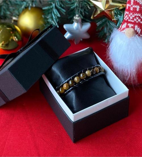 Kaplangözü Doğal Taşlı Çelik Örme Deri Bileklik, Erkeğe, Babaya, Babalar Günü, Sevgililer Günü 21