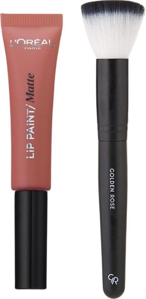 Fondöten Fırça + Loreal Paris Infaillible Lip Paint Matte 201 Ruj