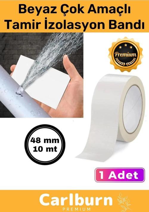 Süper Güçlü Su Geçirmez Sızdırmaz Beyaz Renk Çok Amaçlı Tamir İzolasyon Bandı 48mm x 10m 1 Adet