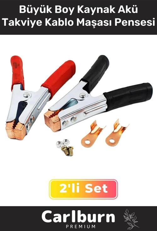 Özel Üretim Güçlü Yay Mekanizmalı 2'li Artı Eksi Büyük Boy Kaynak Akü Takviye Kablo Maşası Pensesi