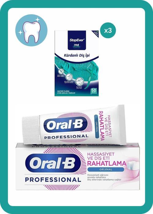 Professional Diş Macunu Hassasiyet Ve Rahatlama 50 Ml + Stopever Well Tooth Kürdanlı Diş İpi Naneli