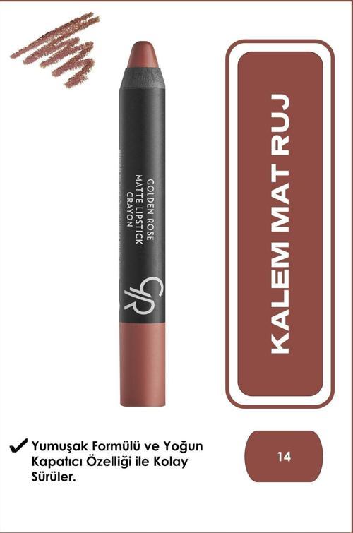Matte Lipstick Crayon No: 14 Dark Beige - Mat Kalem Ruj