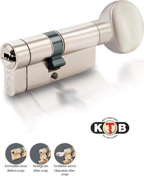 | 164 Ktbsm Kilit Silindiri, Tuzaklı - Mandallı Kilit Göbeği, Barel 68 mm, Nikel