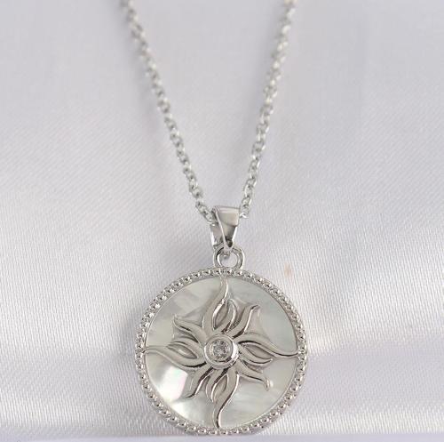 316L Çelik Zincir Gümüş Renk Oval Tasarımlı Güneş Kolye