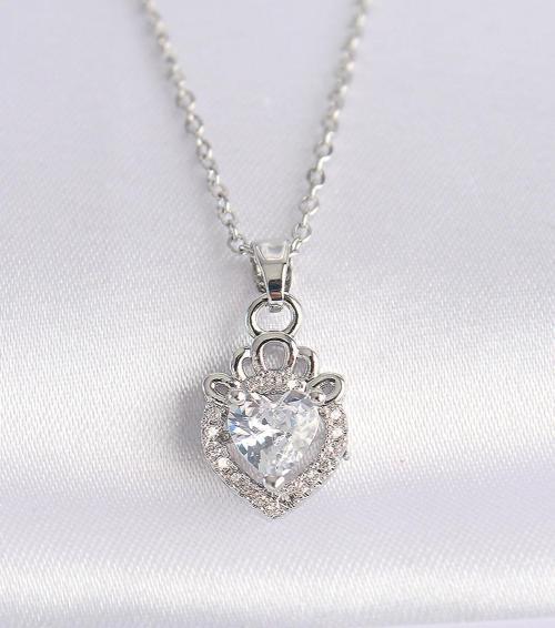 316L Çelik Zincir Gümüş Renk Zirkon Taşlı Rapunzel Kolye