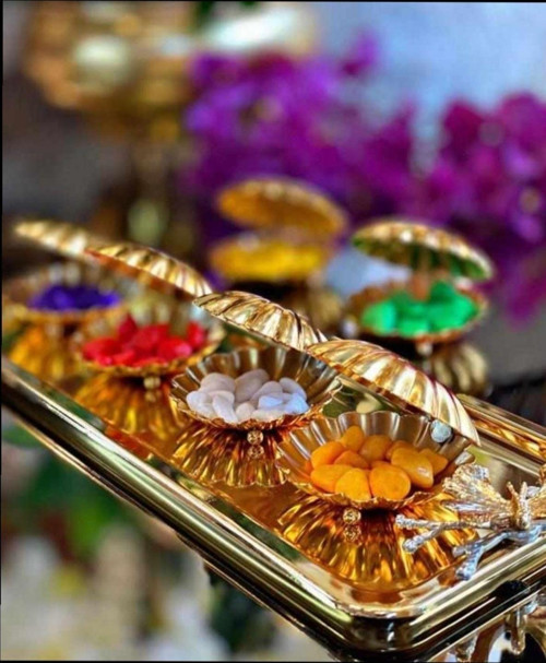 Han Metal Kalteli Gold Kaplamalı 6 Lı Lokumluk Makaronluk Kahve Yanı Sunumluk