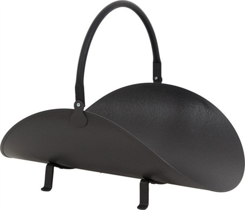 Luckyhomes Classıc Siyah Odun Kovası 59Cm Oval Ayaklı Sallanır Kulplu Şömine Odunluğu Mat Siyah
