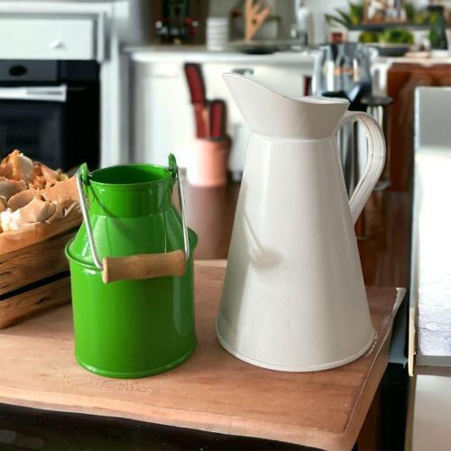 Luckyhomes Özel Galvaniz Country Vazo Set,İtalyan Vazo,Mini Güğüm,Dekoratif Vazo,Saksı Set