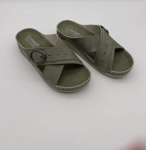 10251 Mulex Çapraz Desenli, Metal Tokalı Ortopedik Terlik