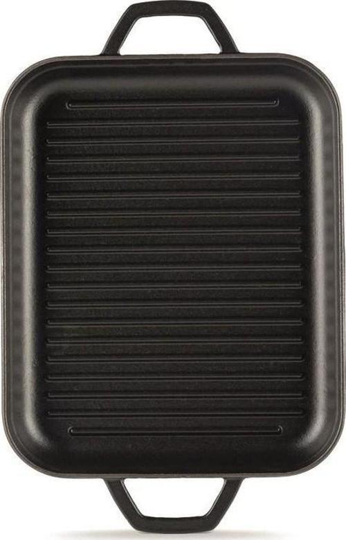 26X32 Çift Kulplu Dikdörtgen Izgara Tava - Mat Siyah