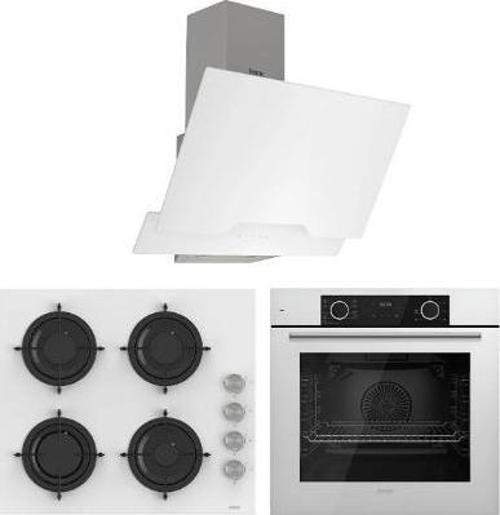 Fryart Cs Serisi Beyaz Cam Ankastre Set d064 + Cs206 + Xe63cb