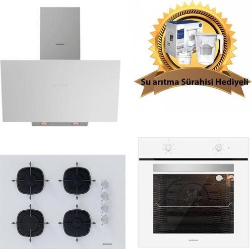 Beyaz Cam Ankastre Set 3481 Flam - CS5665W01 65CM Ocak - BO6501W01