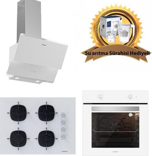 Beyaz Cam Ankastre Set 3490 - CS5665W01 65cm Ocak - BO6501W01