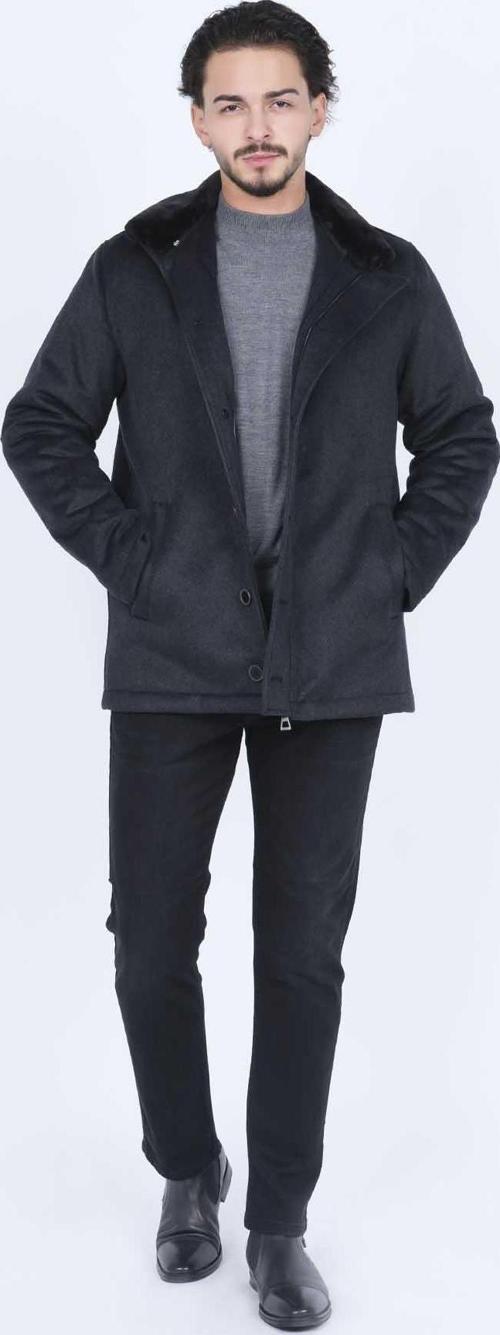 Erkek Kürk Yaka Yün Kaban 4921600 Füme