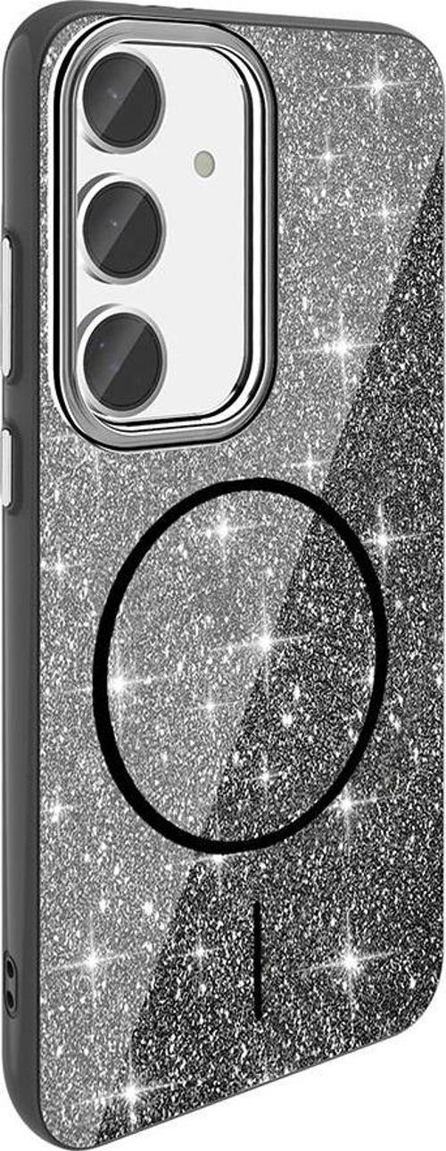 Galaxy S23 FE Kılıf Magsafe Şarj Özellikli Parlayan Simli Zore Okso Kapak