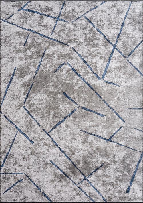 Azur UZ02E Gri Mavi Pamuk Akrilik Yumuşak Dokulu Modern Kilim Halı