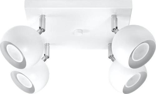 Retro Beyaz Kare 180 Derece Hareketli Modern Spor 4 Lü Led Spot Avize Günışığı Ampullü