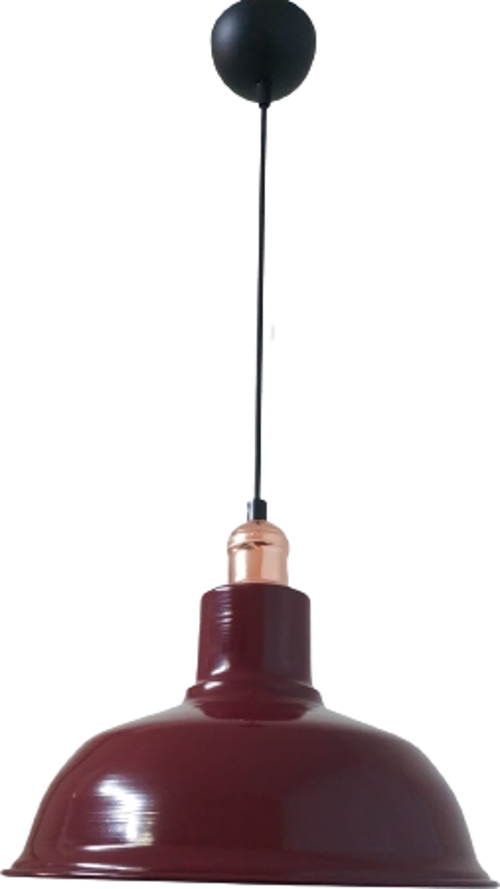 Retro Metal Bordo Bakır Duylu Dekoratif Ruktik Tekli Sarkıt Kafe Mutfak Aydınlatma Çap:30 cm