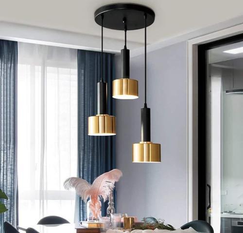 Retro Metal Rustik Siyah Gold 3 Lü Dekoratif Sarkıt Avize Çap:30 Cm