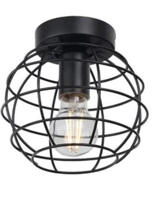 Retro Metal 1 Li Siyah Tavan Plofyoner Kafes Rustik Avize