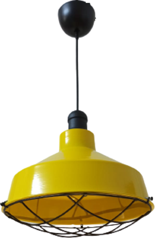 Rys Retro Metal Sarı Kafesli Dekoratif Tekli Kafe Mutfak Aydınlatma Avize Çap:30 cm