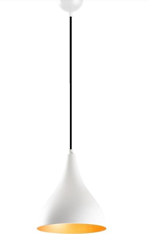 Retro Metal Dekoratif Beyaz içi Gold Rustik Tekli Sarkıt Avize Çap:22 cm