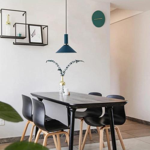 Retro Metal Dekoratif Metal Gece Mavisi Tekli Sarkıt Avize Çap 30 cm