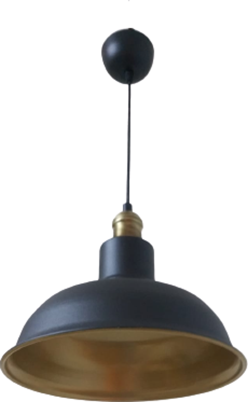 Rys Retro Metal Siyah Dekoratif Eskitme Duylu Kafe Siyah İçi Gold Mutfak Avize Çap:30 cm