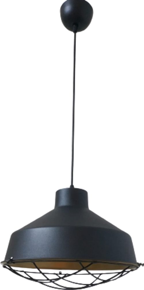 Rys Retro Metal Siyah Dekoratif Kafesli Siyah İçi Gold Kafe Mutfak Avize Çap:30 cm