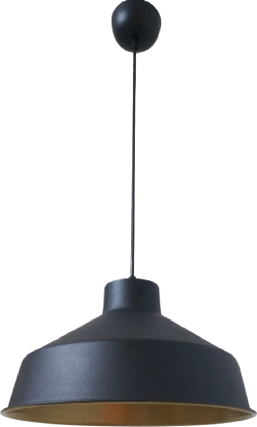 Rys Retro Metal Siyah Dekoratif Siyah İçi Gold Kafe Mutfak Avize Çap:30 cm