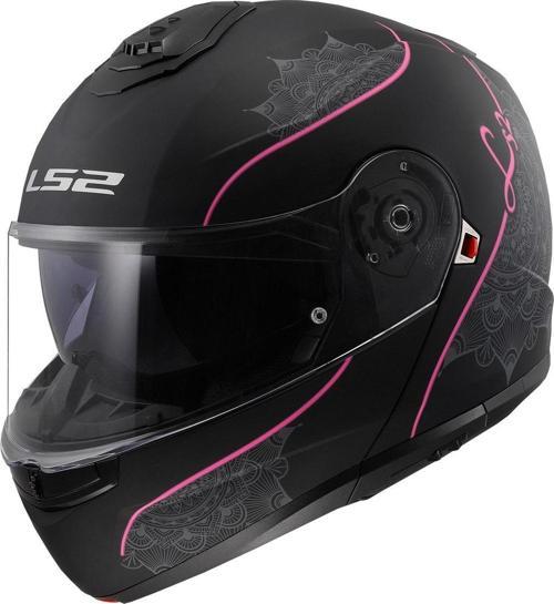 Strobe 2 Çene Açılır Kask Lux Mat Siyah-pembe