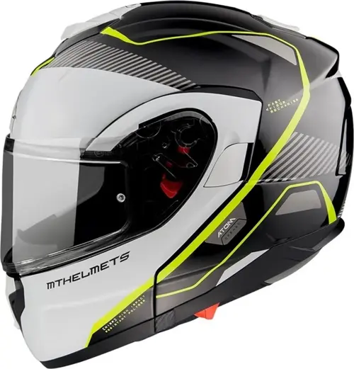 Çene Açılır Kask Atom Sv B3 Neon Sarı Beyaz