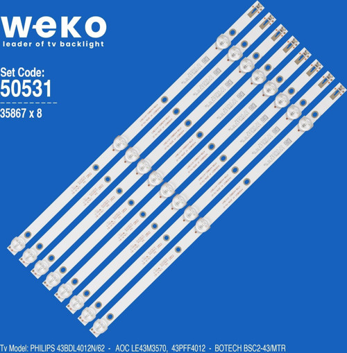 WKSET-5531 35867X8 K430WDC1 A1 - 4708-K43WDC-A1113N11 8 ADET LED BAR