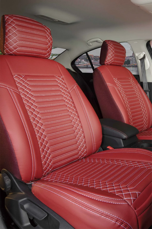 Mazda 2 Lüx Deri Oto Koltuk Kılıfı Ön Arka Takım Set Exclusive BORDO