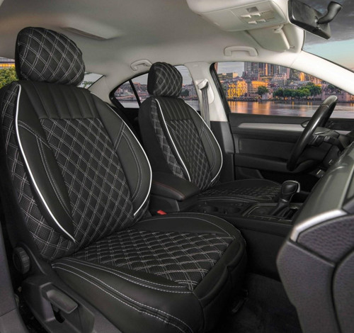 Opel Meriva Lüx Yarı Deri Oto Koltuk Kılıfı Ön Arka Takım İstanbul Serisi SİYAH BEYAZ