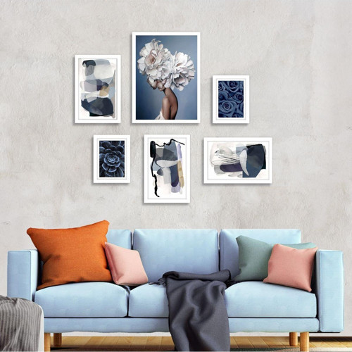 Tablolife Blue White Çerçeveli Poster Seti