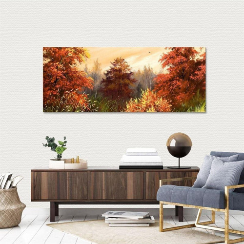 Tablolıfe Sonbaharda Orman Kanvas Tablo 40X100