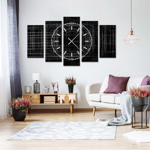 Zaman Saatli 5 Parçalı Kanvas Tablo 60 X 100