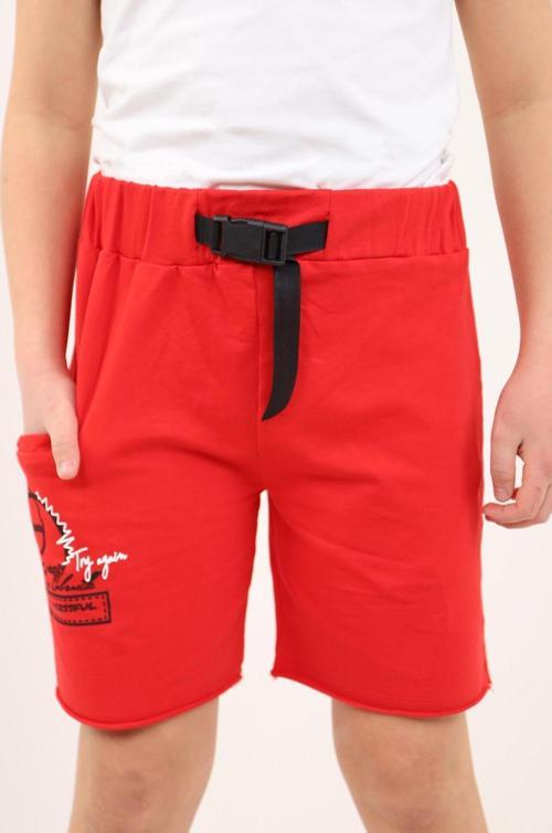 Toontoy Erkek Çocuk Toka Kemerli Try Again Baskılı Şort