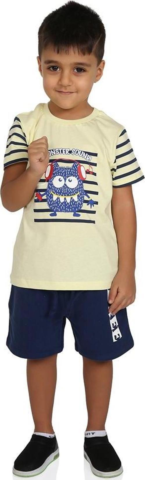 Toontoy Erkek Çocuk Canavar Baskılı Şortlu Takım