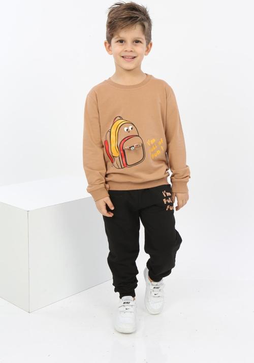 Toontoy Erkek Çocuk Çantalı Yazı Baskılı Eşofman Takım