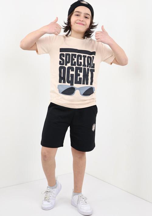 Toontoy Erkek Çocuk Önü Yazı Baskılı Alt Arma Detaylı Şortlu Takım