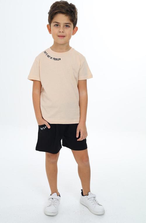 Toontoy Erkek Çocuk Yakası Baskılı Şortlu Takım