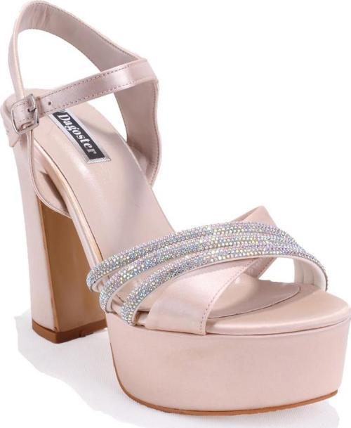 DZA07-337351 Ten Saten Platform Topuklu  Kadın Ayakkabı
