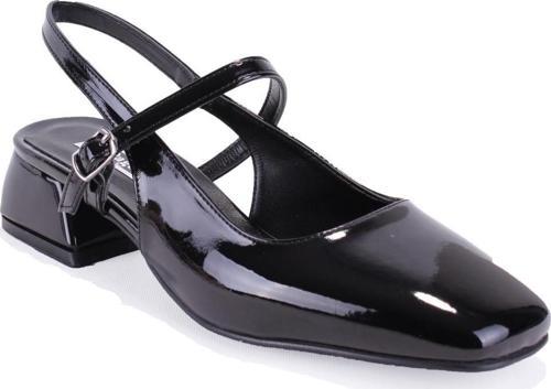 DZA07-81500 Siyah Rugan Klasik Topuklu Kadın Ayakkabı