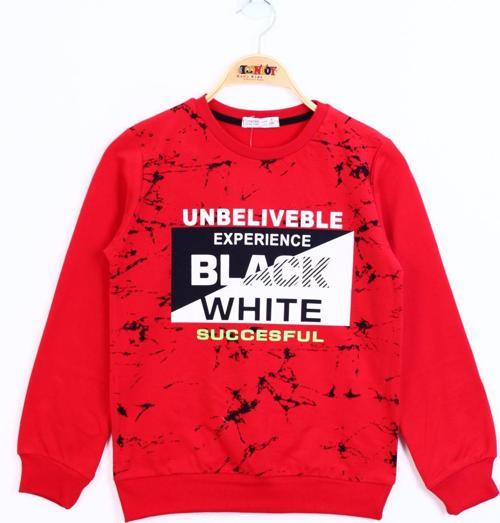 Toontoy Erkek Çocuk Black White Baskılı Sweatshirt