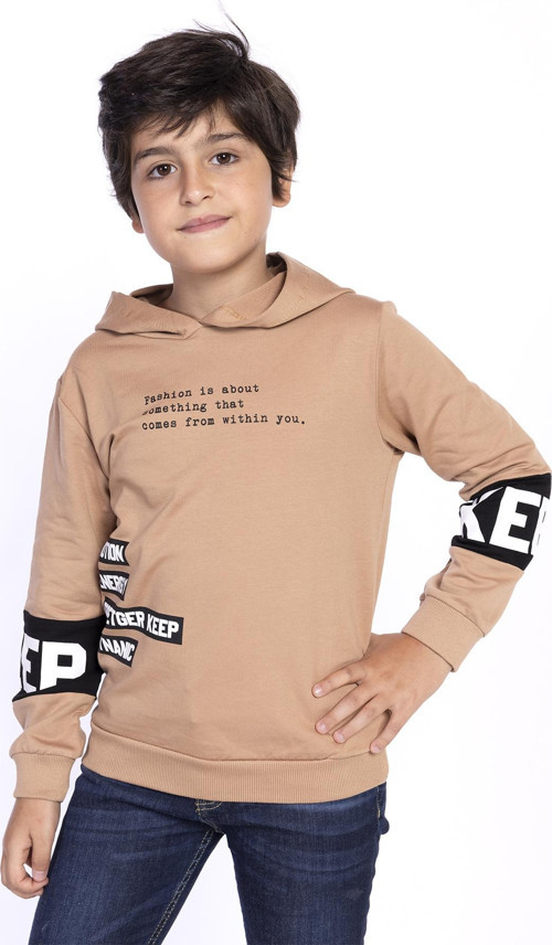 Toontoy Erkek Çocuk Kapşonlu Kolları Garnili Sweatshirt